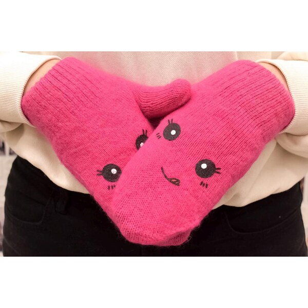 JOHN-C Vlnené bezpalcové cyklámenové rukavice CATTY 37078819