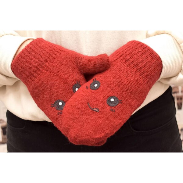 JOHN-C Vlnené bezpalcové červené rukavice CATTY 37078821