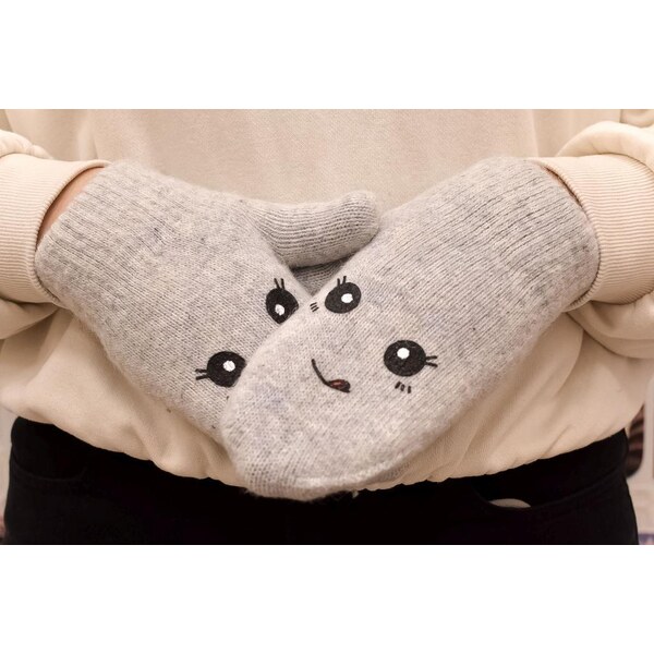 JOHN-C Vlnené bezpalcové béžové rukavice CATTY 37078822