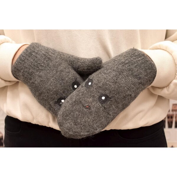 JOHN-C Vlnené bezpalcové sivé rukavice CATTY 37078824