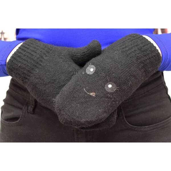 JOHN-C Vlnené bezpalcové čierne rukavice CATTY 37078826