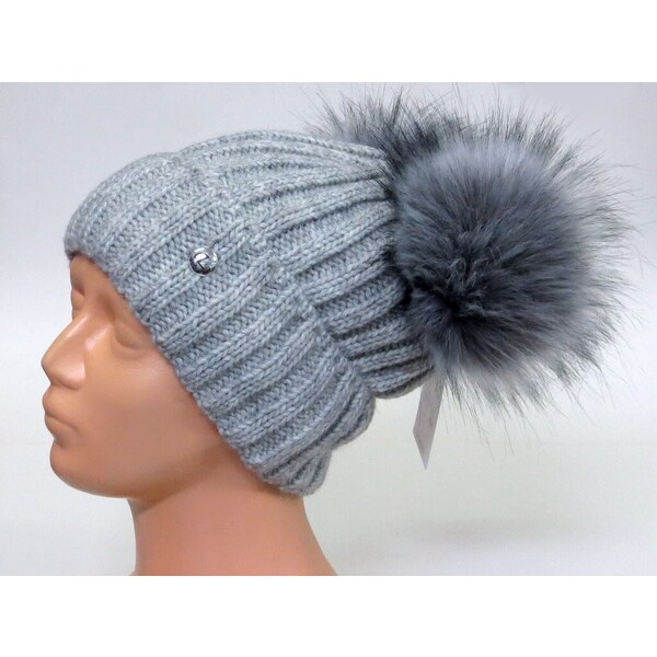 Poľsko Zateplená dámska čiapka s 2 brmbolcami- sivá 37119340