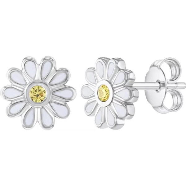 Olivie Strieborné náušnice BIELÝ KVIETOK 6604 37376725
