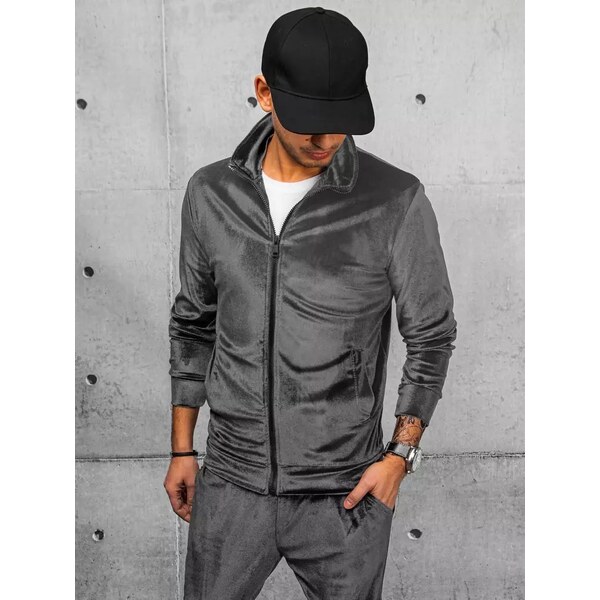 Buďchlap Štýlová velúrová šedá mikina 37168193