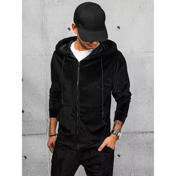 Buďchlap Čierna velúrová mikina na zips 37296141