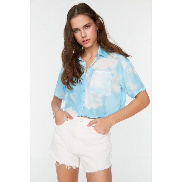 Trendyol White Denim Shorts with Tassels Tassels 55091737