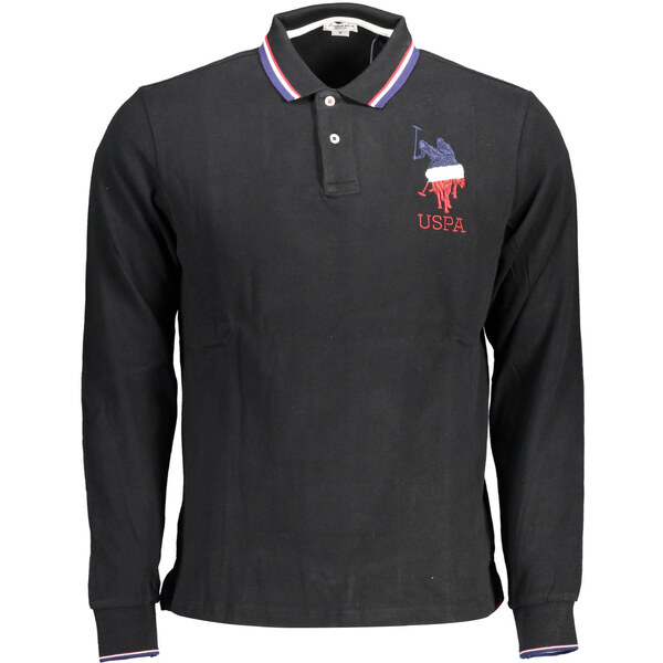 US Polo Assn Pánske čierne polokošele s dlhým rukávom 64707936