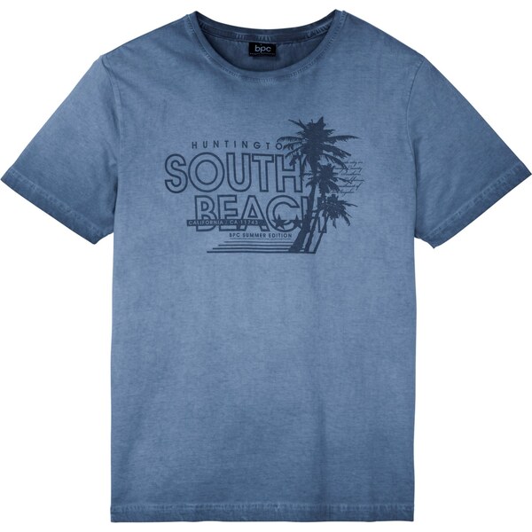 bonprix Tričko vo vypranom vzhľade, bio bavlna, farba modrá 44735799