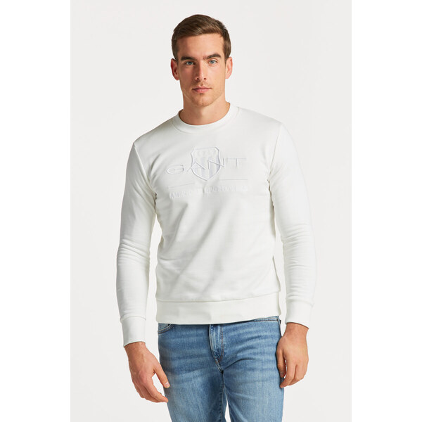 MIKINA GANT REG TONAL SHIELD C-NECK SWEAT EGGSHELL 49041138