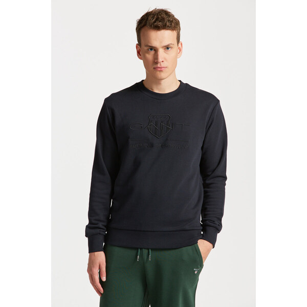 MIKINA GANT REG TONAL SHIELD C-NECK SWEAT BLACK 49041137