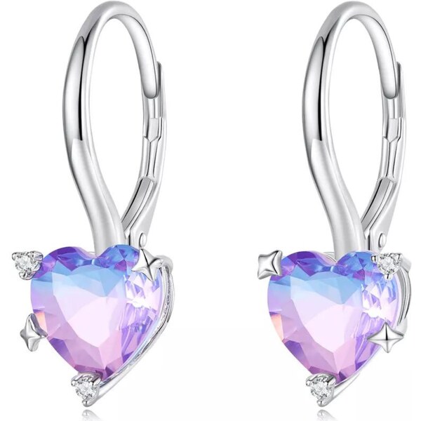 Olivie Strieborné náušnice SKLENENÉ SRDCE 7196 37665699