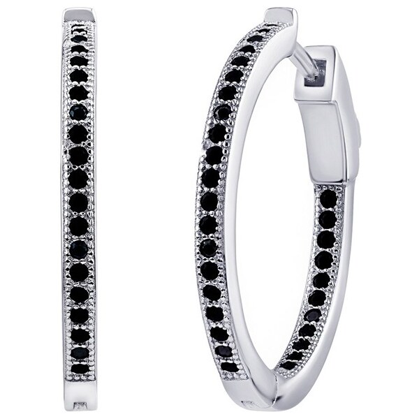 Silvego Strieborné kruhové náušnice MILLA 22 mm s čiernymi Brilliance 66588464