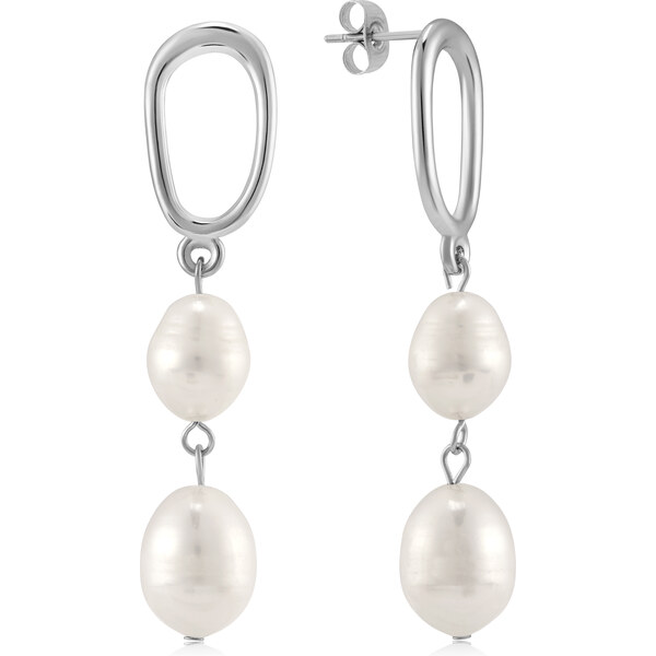 Troli Krásne oceľové náušnice s pravými perlami VAAJDE201462S 66594305