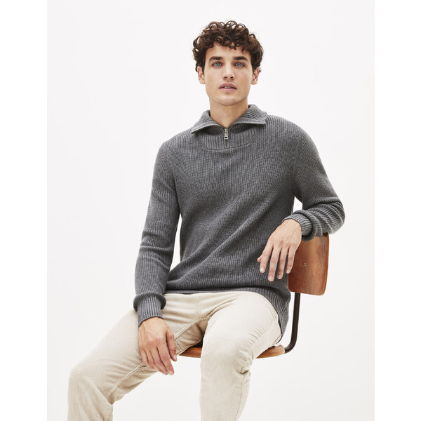 Šedý pánsky sveter so stojačikom Celio Penolta 50503212