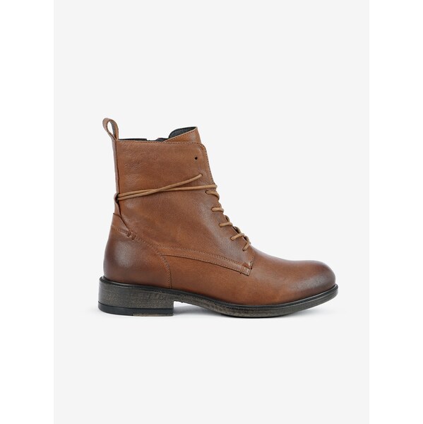 Brown womens leather ankle boots Geox Catria - Womens 64616843