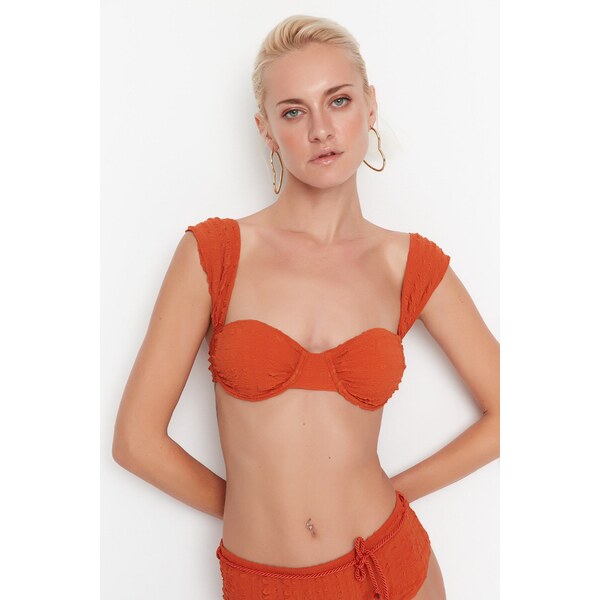 Trendyol Brown Textured Bikini Top 55091921