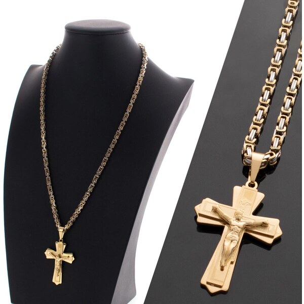 CITY STORM Pánska retiazka so zlatým krížom - Ochranca 66889045