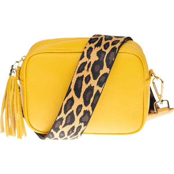 Žltá kožená talianska crossbody kabelka Bala Gialla Chiaro s prídavným 37493319