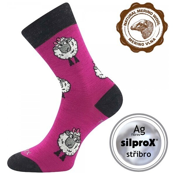 VLNENKA teplé veselé merino ponožky VoXX Fuchsia 35-38 1 pár 37493765