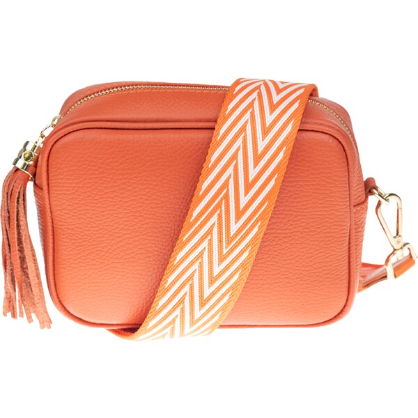 Oranžová kožená talianska crossbody kabelka Bala Arancione s prídavným 37505003