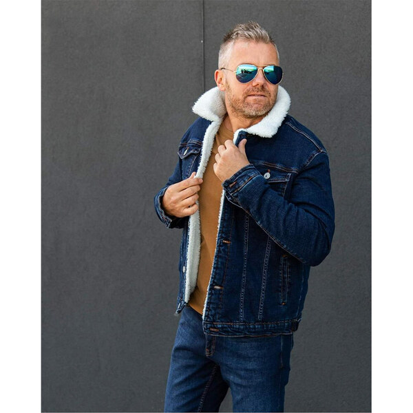 LAID BACK bunda pánska 15891 jeans džínsová s kožúškom 37612183