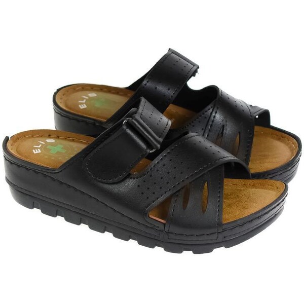 JOHN-C Dámske čierne klinové šľapky POLINA 37627014