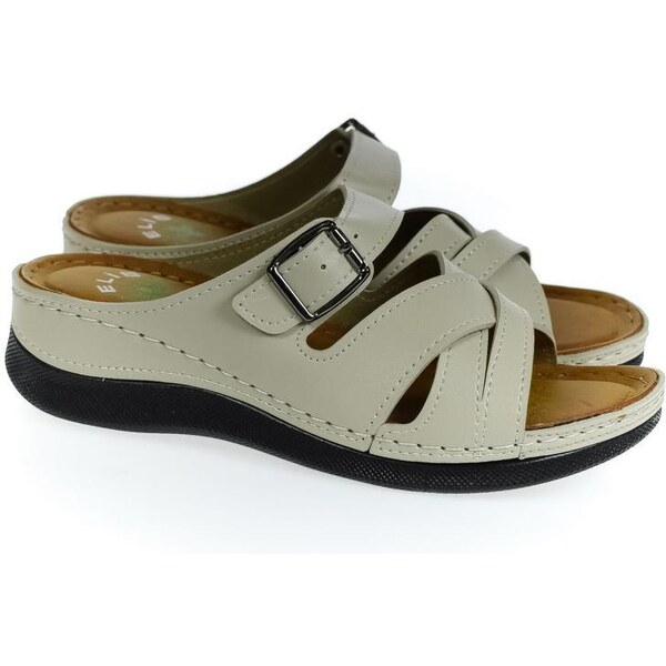 JOHN-C Dámske béžové klinové šľapky SINNA 37627016