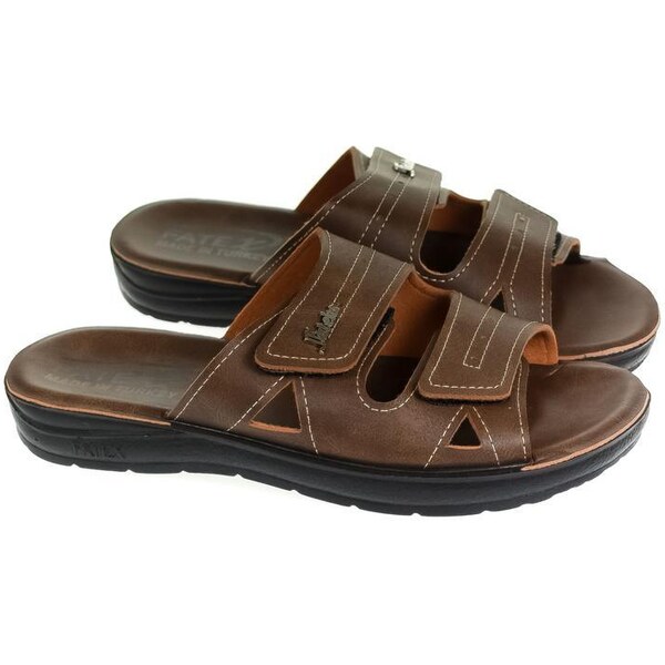 JOHN-C Pánske hnedé šľapky GIMY 37627022