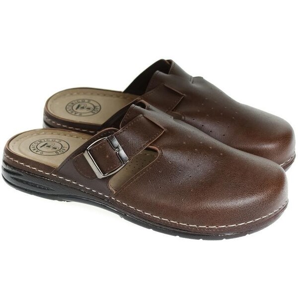 JOHN-C Pánske hnedé klinové šľapky VILO 37627033