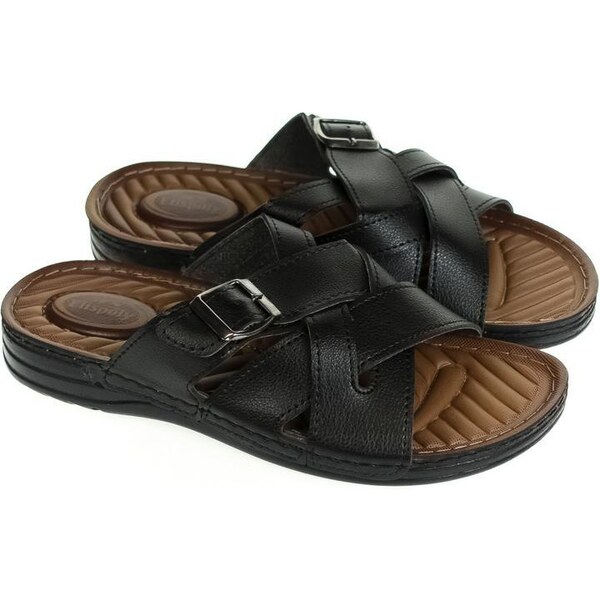 JOHN-C Pánske čierne šľapky BENNY 37642143