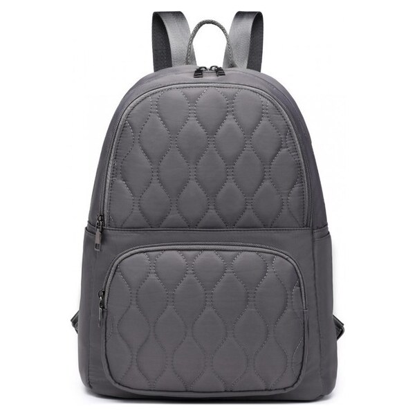 Miss Lulu Ruksak - prešívaný nylonový so zipsom šedý 37674820