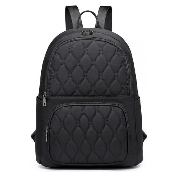 Miss Lulu Ruksak - prešívaný nylonový so zipsom čierny 37674819