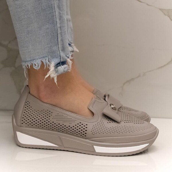 BOSIDO Dámske kožené sivé poltopánky SOPHER 37686365