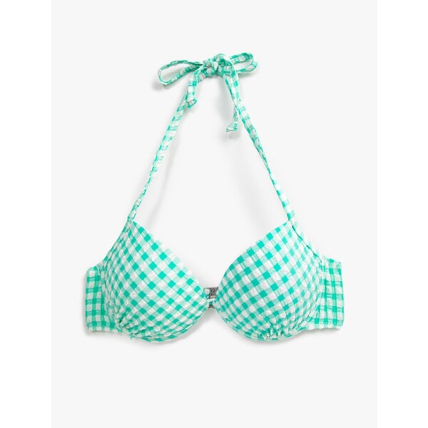 Kockovaný top bikín Koton s detailom kravaty 50505017