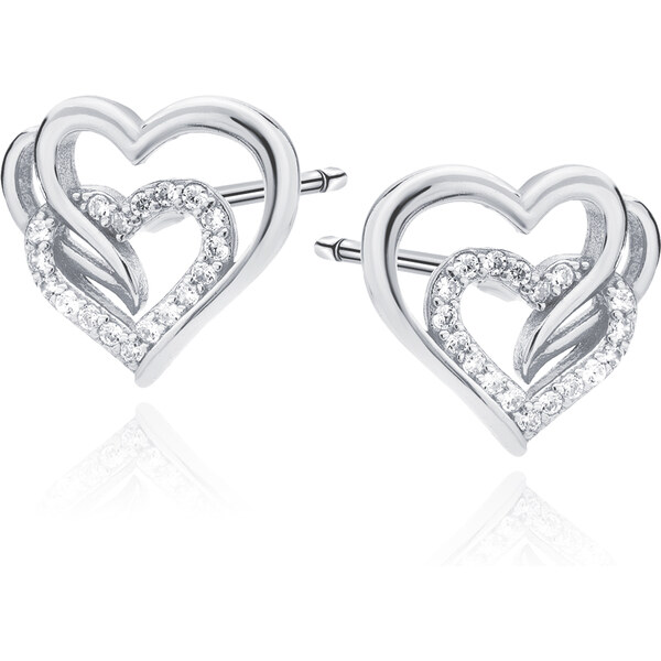 Olivie Strieborné náušnice SPOJENÉ SRDCIA 7303 37880745