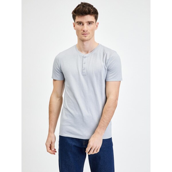 Šedé pánske tričko so zapínaním na gombíky GAP 50616417