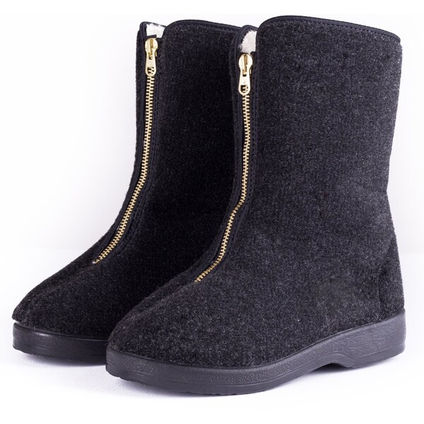 Vlnka Dámske kapce z ovčej vlny na zips čierna veľkosti obuvi - 50220461