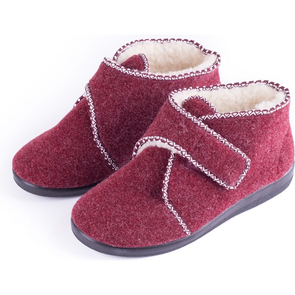 Vlnka Dámske papuče s ovčou vlnou na suchý zips červená veľkosti obuvi 17407378
