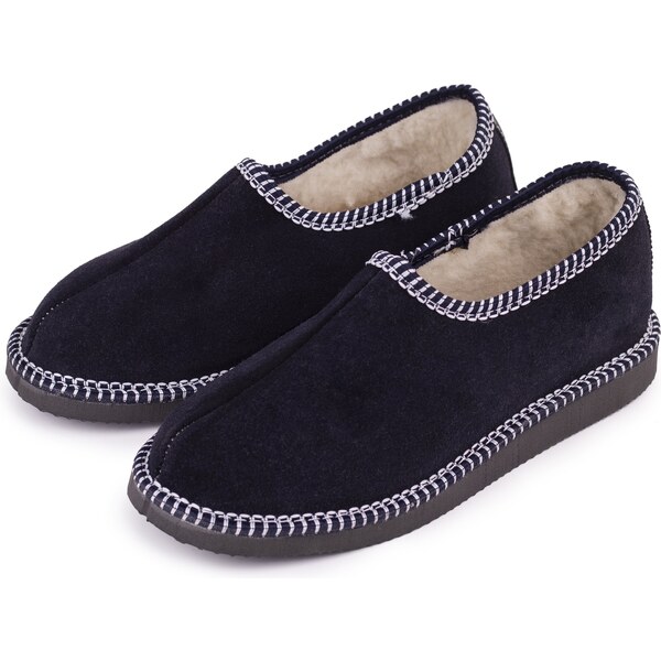 Vlnka Kožené papuče s ovčou vlnou salašky tmavo modrá veľkosti obuvi - 65061845