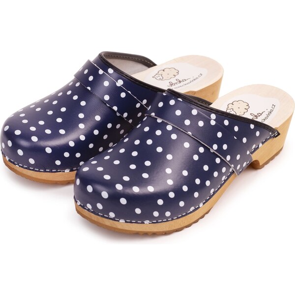 Vlnka Dámske anatomické dreváky bodky modrá veľkosti obuvi - dospelí 17421459