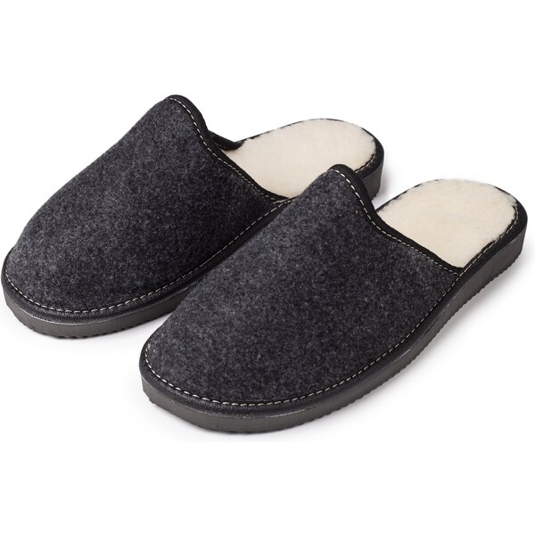 Vlnka Pánske filcové papuče s ovčou vlnou čierna veľkosti obuvi - 18242376