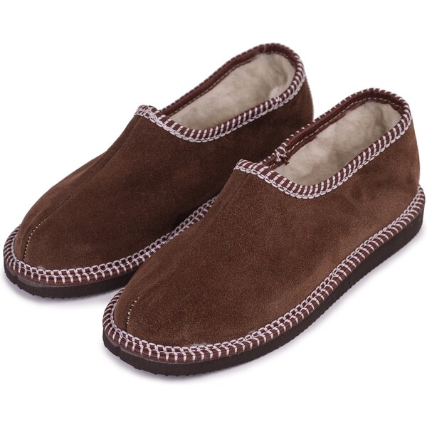 Vlnka Kožené papuče s ovčou vlnou salašky hnedá veľkosti obuvi - 65061843