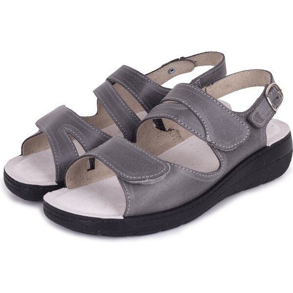 Vlnka Dámske anatomické kožené sandále Hana tmavo sivá veľkosti obuvi 65143769