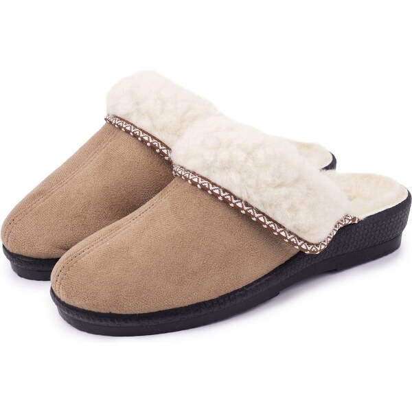 Vlnka Dámske papuče na kline s ovčou vlnou béžová veľkosti obuvi - 24956018