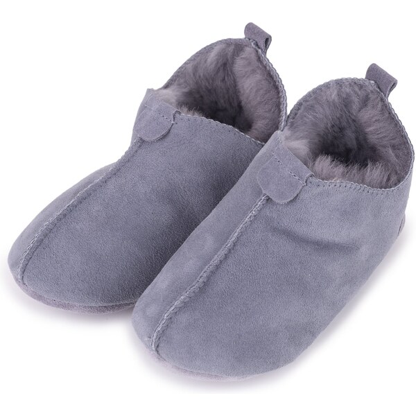 Vlnka Detské kožené papuče s ovčou vlnou Andy sivá veľkost deti 24 24499650