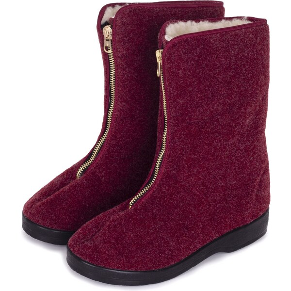 Vlnka Dámske kapce z ovčej vlny na zips červená veľkosti obuvi - 50220481