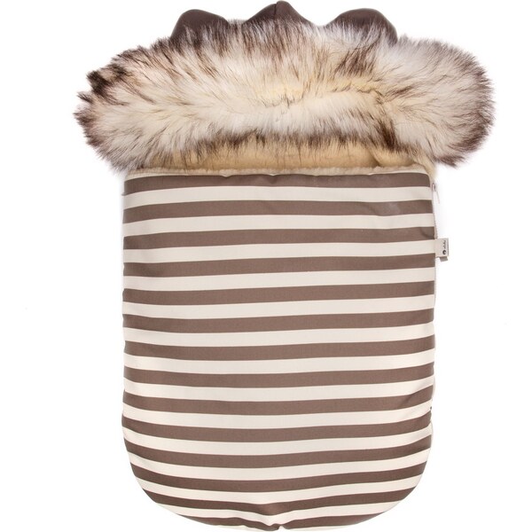 Vlnka Detský fusak s ovčou vlnou a kožušinou pruhy 26965774