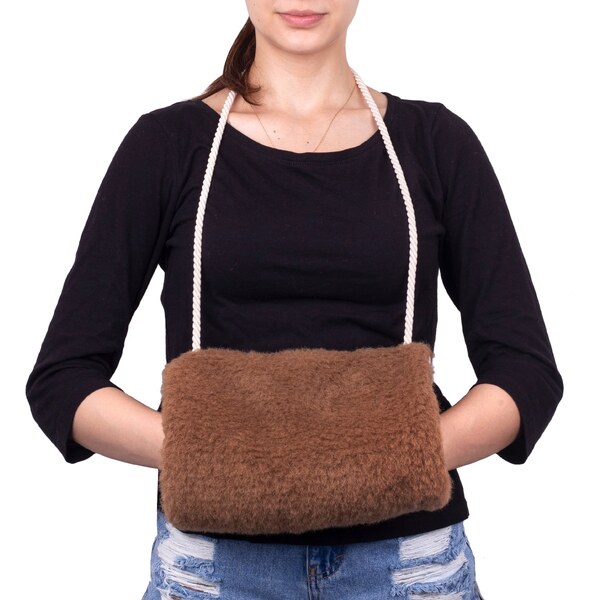 Vlnka Rukávnik z ovčej vlny Merino hnedá 27562119