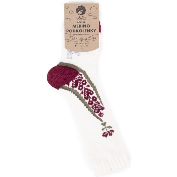 Vlnka Detské podkolienky Merino folklór červená 34096882