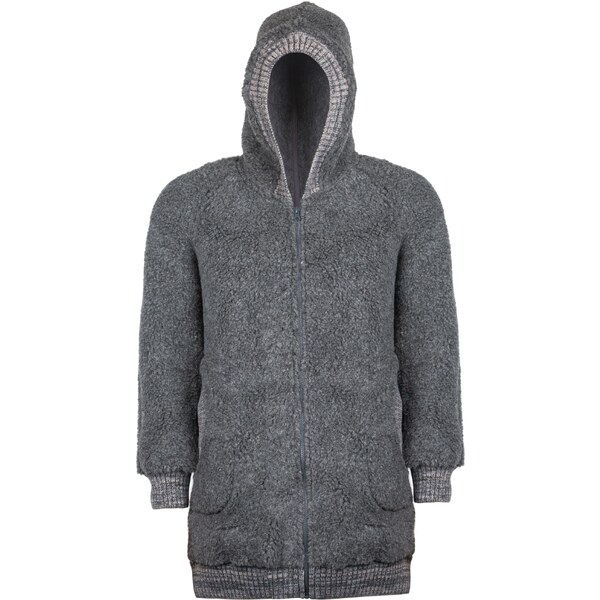 Vlnka Predĺžená mikina z ovčej vlny tmavo sivá veľkosti oblečenia M 65796938